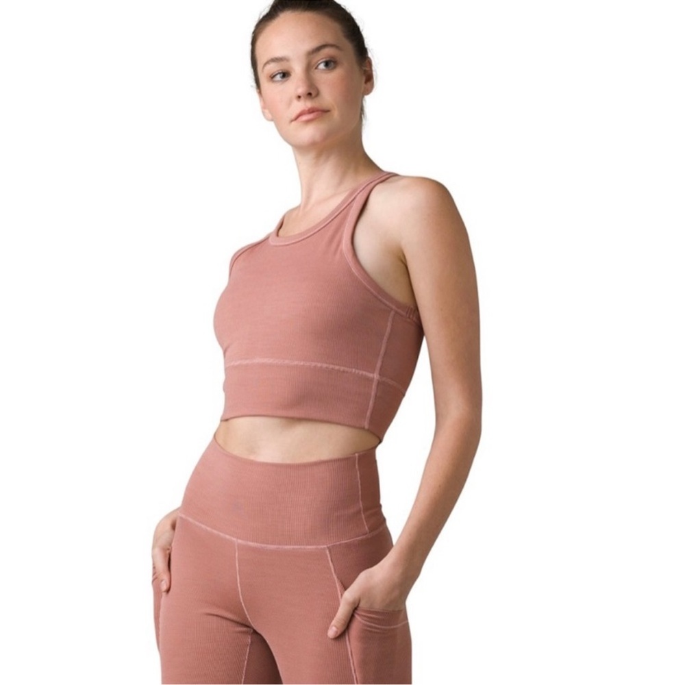 prAna Outdoor Active Becksa Ribbed Bralette Cloud Blush Heather Athletic Top